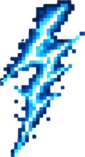 Creame un rayo electrico pixelar.
In-Game asset.  2d.  High contrast.  No shadows