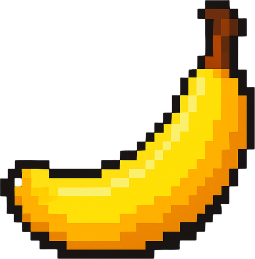 Pixel banana.
In-Game asset.  High contrast.  No shadows