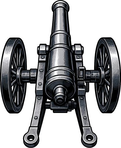 military, cannon, top view, realistic silver color
In-Game asset.  2d.  High contrast.  No shadows
