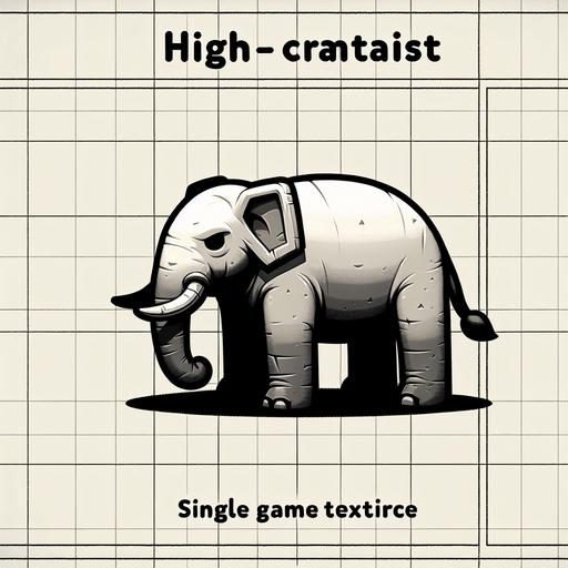 generate a elephant.
Single Game Texture.  In-Game asset.  2d.  Blank background.  High contrast.  No shadows