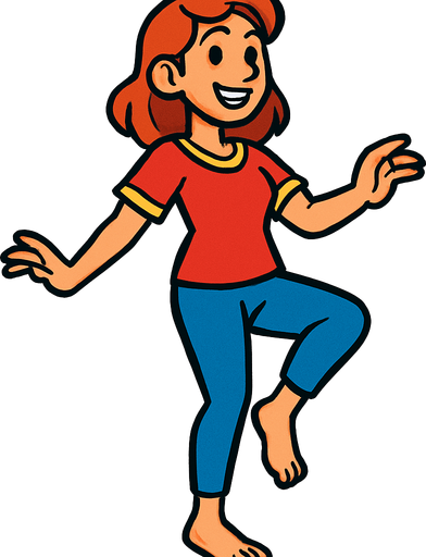 Barefoot woman with one foot raised up.
In-Game asset.  2d.  High contrast.  No shadows