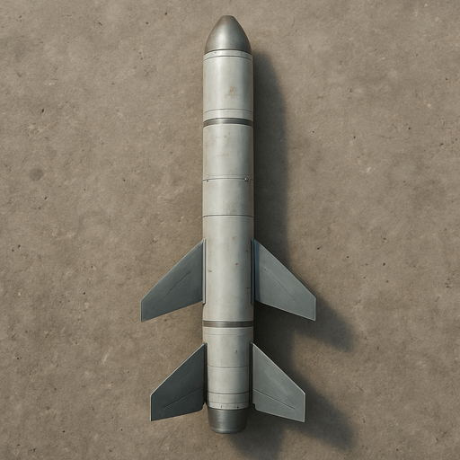 Realistic guided missile seen from above