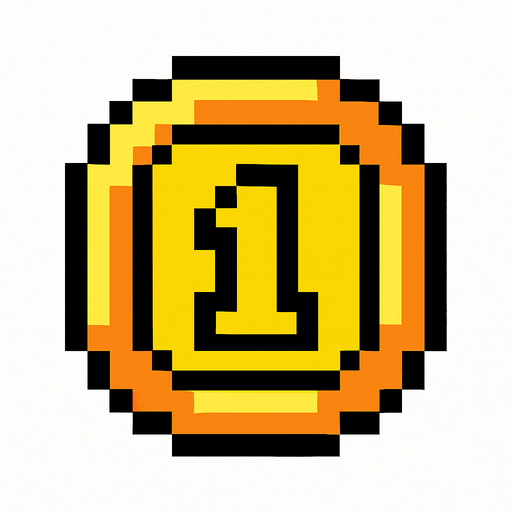 pixel coin.
In-Game asset.  2d.  High contrast.  No shadows