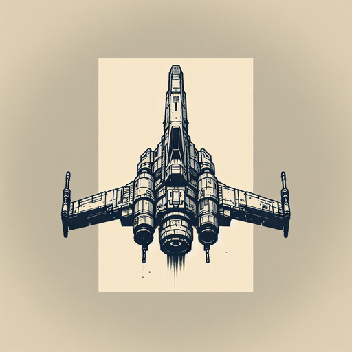 Single Game Texture. In-Game asset. 2d. A ship that looks like a T Figther moving from top to bottom.
Single Game Texture. In-Game asset. 2d. Blank background. High contrast. No shadows.