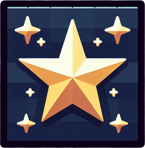 Star.
Single Game Texture.  In-Game asset.  2d.  Blank background.  High contrast.  No shadows. 3d