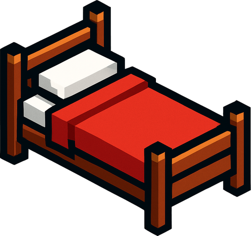 bed with zzz 2d pixel art.
In-Game asset.  2d.  High contrast.  No shadows