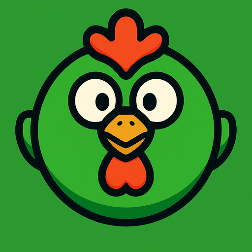 ball chicken and green.
In-Game asset.  2d.  High contrast.  No shadows