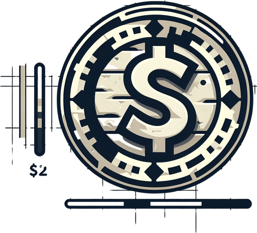 dollar coin Single Game Texture. In-Game asset. 2d. Blank background. High contrast. No shadows.