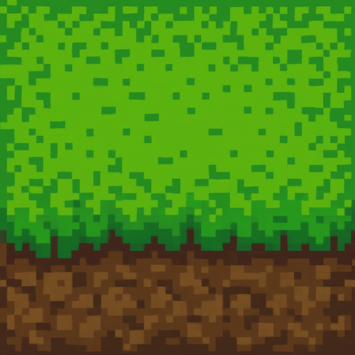un suelo de pasto y tierra hecho con pixeles.
In-Game asset.  2d.  High contrast.  No shadows