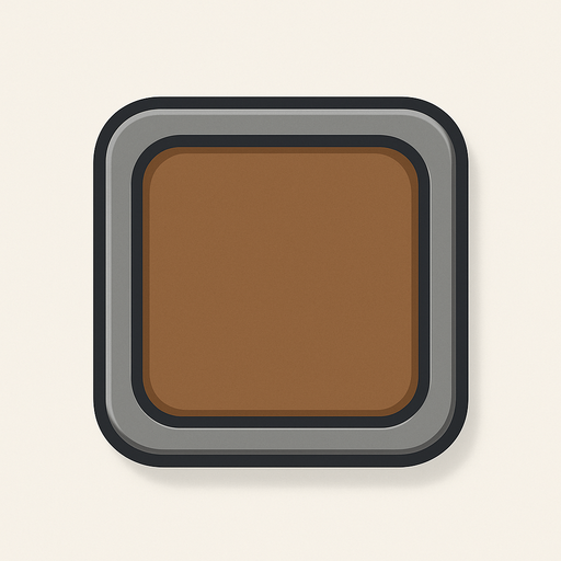 Grey and brown square with tight round corners, shaded, hyper casual game. Single Game Texture. In-Game asset. 2d. Blank background. High contrast. No shadows.