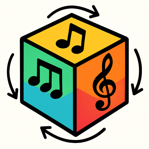 a prismatic rotating cube with notes inside.
In-Game asset.  2d.  High contrast.  No shadows