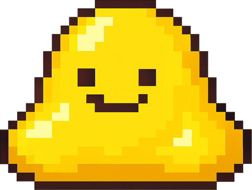 Slime amarillo, pixelart.
In-Game asset.  2d.  High contrast.  No shadows