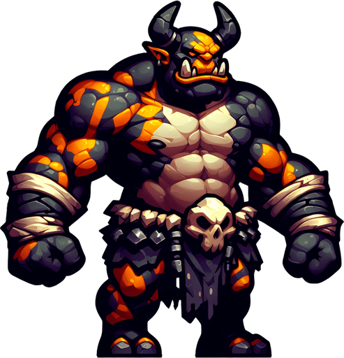 2d png black fanta bull orc anger taunt.
Single Game Texture.  In-Game asset.  2d.  Blank background.  High contrast.  No shadows
