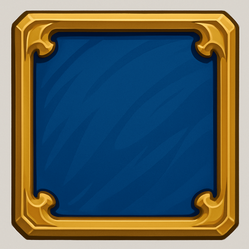 Golden framed blue panel.
In-Game asset.  2d.  High contrast.  No shadows