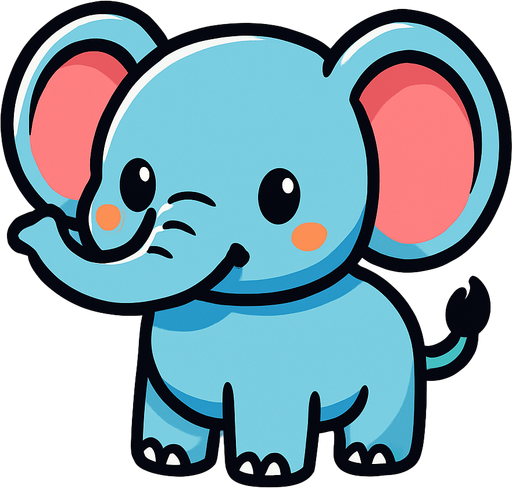 Cute elephant.
In-Game asset.  2d.  High contrast.  No shadows