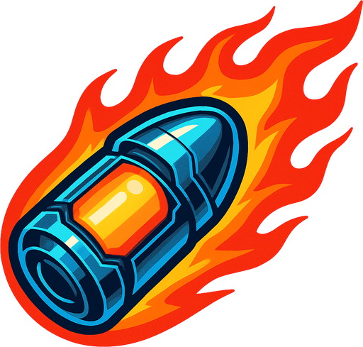Bala de fuego futurista.
In-Game asset.  2d.  High contrast.  No shadows