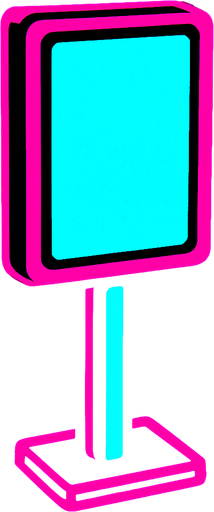 neon turquoise pole. covered with neon pink frame.
In-Game asset.  2d.  High contrast.  No shadows