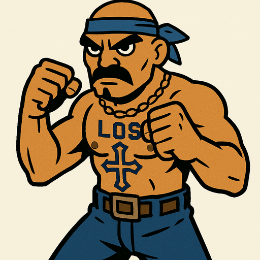 pandillero que quiere pelear a puño limpio.
In-Game asset.  2d.  High contrast.  No shadows