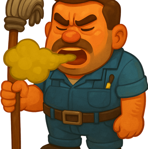 Make him look like a sturdy janitor