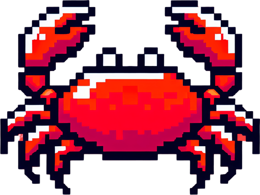 red crab 2d 32 bit.
Single Game Texture.  In-Game asset.  2d.  Blank background.  High contrast.  No shadows