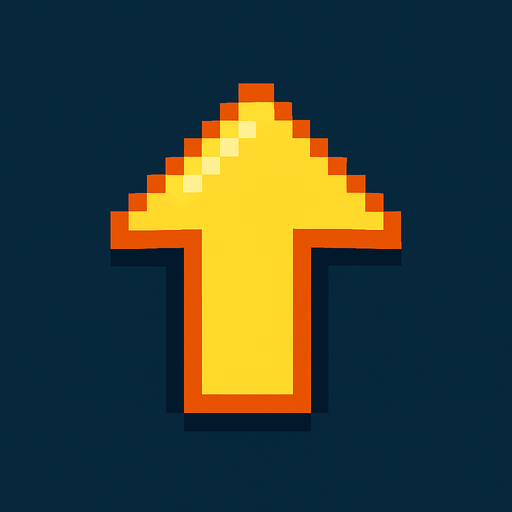 pixelart arrow up.
In-Game asset.  2d.  High contrast.  No shadows