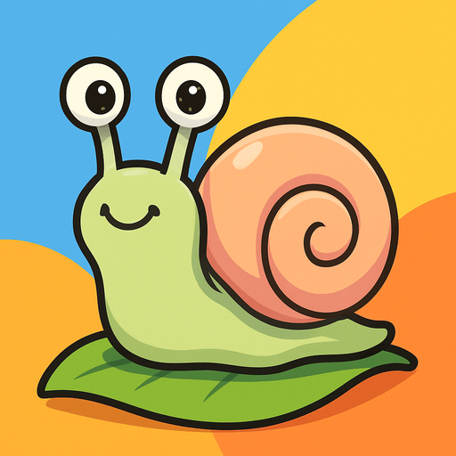 “A cute cartoon-style snail character for a mobile game. Soft pastel-colored shell (spiral-shaped), smooth shiny body in light beige or green, big round eyes on long eye stalks, small smiling mouth, friendly and playful expression. Standing on a leaf or simple colorful background. High-quality digital illustration, perfect for a kids game.”.
In-Game asset.  2d.  High contrast.  No shadows. cartoon style