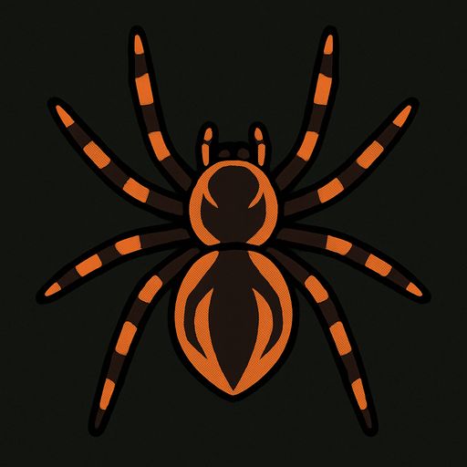 kuş bakışı gördüğümüz bir örümcek çiz.
In-Game asset.  2d.  High contrast.  No shadows
