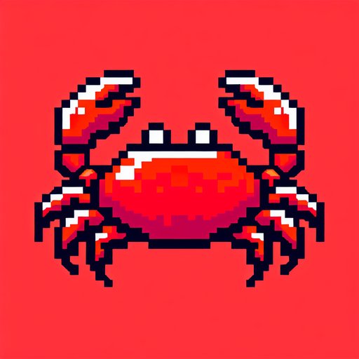 red crab 2d 32 bit.
Single Game Texture.  In-Game asset.  2d.  Blank background.  High contrast.  No shadows