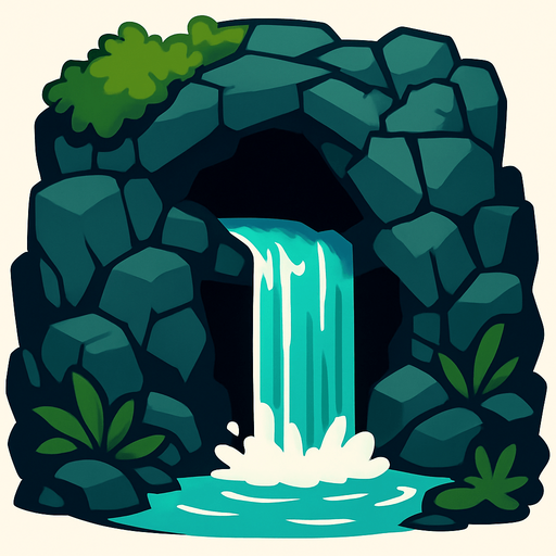 hiddenWaterfall.
In-Game asset.  2d.  High contrast.  No shadows
