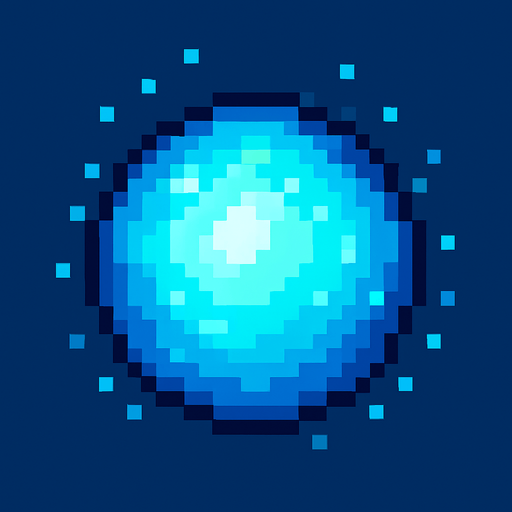 2d Pixel art High Quality Blue Magic Ball.
In-Game asset.  2d.  High contrast.  No shadows
