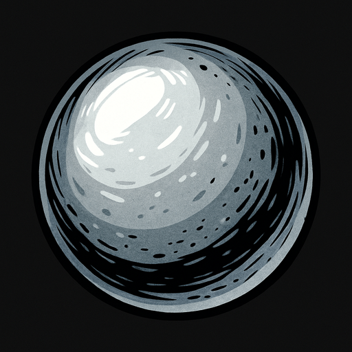 gümüş yuvarlak top.
In-Game asset.  2d.  High contrast.  No shadows