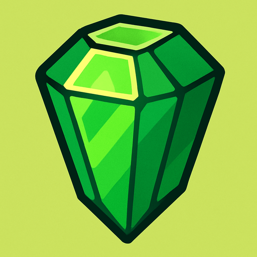 Emerald.
In-Game asset.  2d.  High contrast.  No shadows