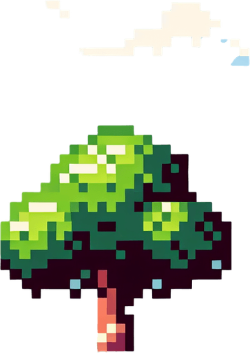 8 bit tree.
Single Game Texture. In-Game asset. 2d. Blank background. High contrast. No shadows.