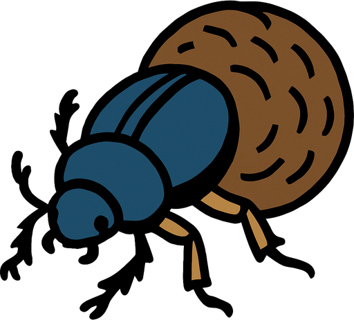Dung beetle.
In-Game asset.  2d.  High contrast.  No shadows