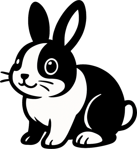 tatli bir siyah beyaz tavşan.
In-Game asset.  2d.  High contrast.  No shadows