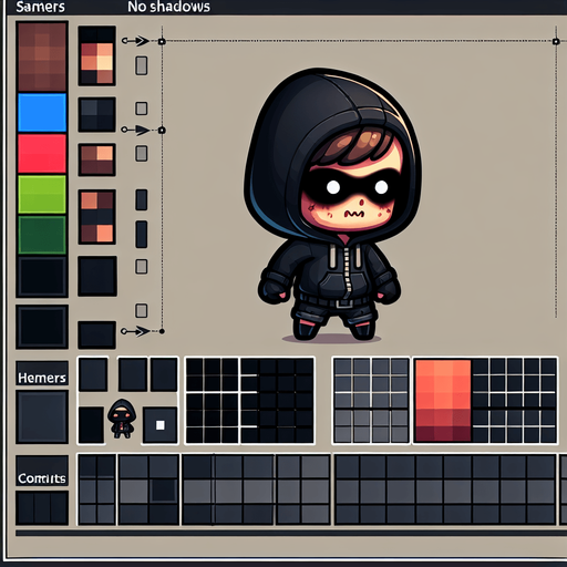 a kid thief in wearing a black hoodie. Also looking like a zombie Single Game Texture. In-Game asset. 2d. Blank background. High contrast. No shadows.