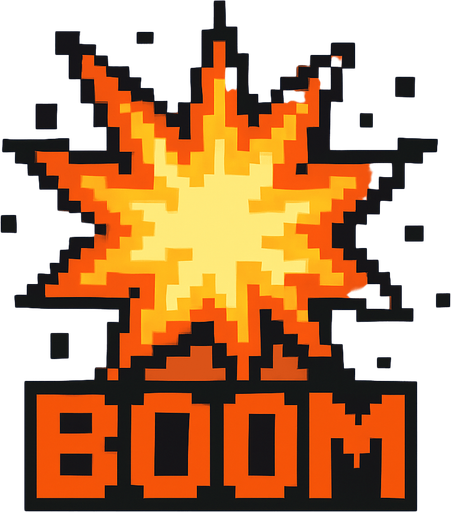 Boom effect pixel style.
In-Game asset.  2d.  High contrast.  No shadows