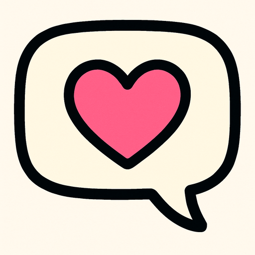 Create a cute speech bubble with a heart.
In-Game asset.  2d.  High contrast.  No shadows