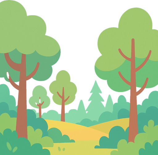 Background for hyper casual puzzle game. Showing forest . Pastel colors, flat shaded, vector art. Single Game Texture. In-Game asset. 2d. Blank background. High contrast. No shadows.