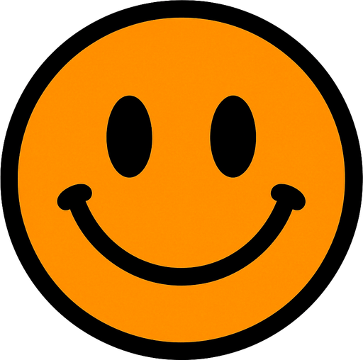 Orange smiley ball.
In-Game asset.  2d.  High contrast.  No shadows