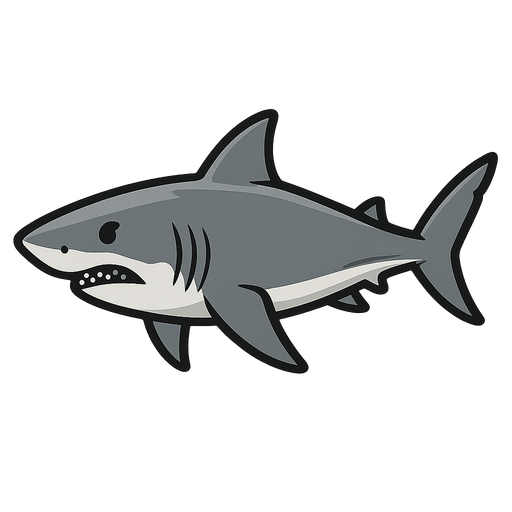 Grey shark, sideview.
In-Game asset.  2d.  High contrast.  No shadows
