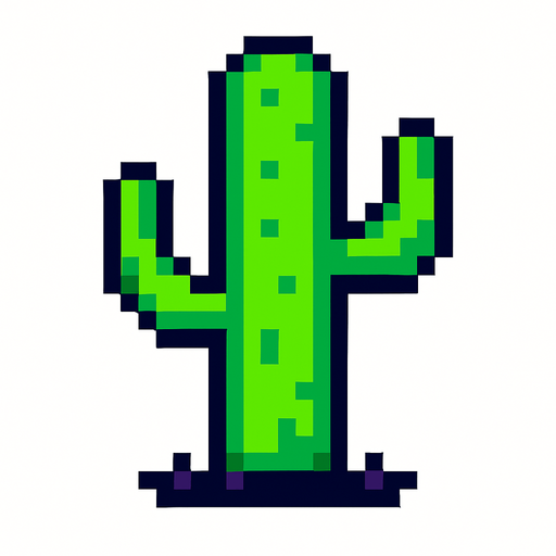 Cactus 8 bit.
In-Game asset.  2d.  High contrast.  No shadows