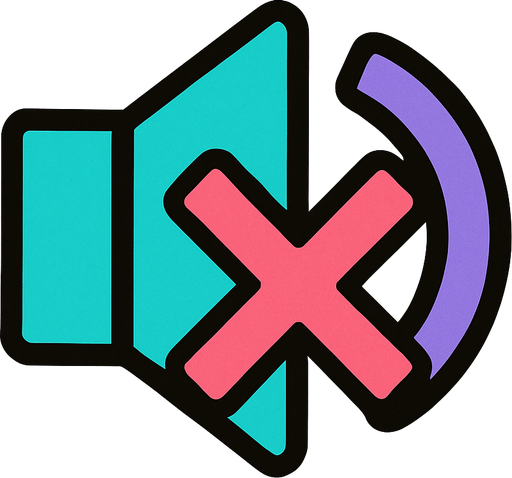 Speaker with mute symbol.
In-Game asset.  2d.  High contrast.  No shadows