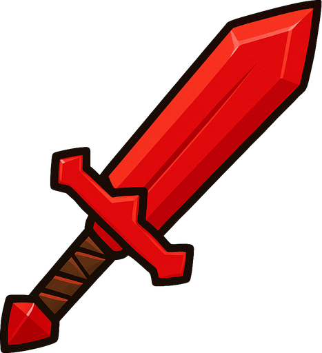 red sword.
In-Game asset.  2d.  High contrast.  No shadows