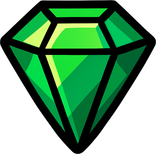 emerald.
In-Game asset.  2d.  High contrast.  No shadows