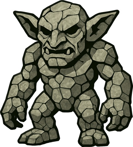 taş goblin.
In-Game asset.  2d.  High contrast.  No shadows