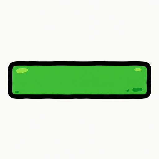 Barra verde horizontal estilo caricatura..
In-Game asset.  2d.  High contrast.  No shadows