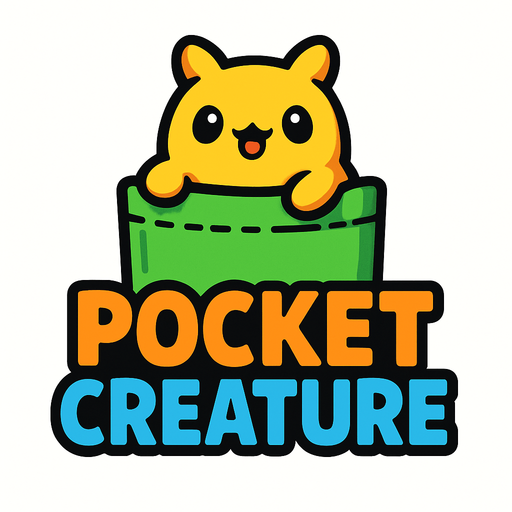 create a cute logo with Pocket Creature written.
In-Game asset.  2d.  High contrast.  No shadows