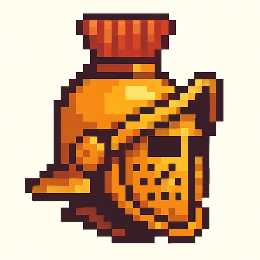 casco de gladiador de pixeles.
In-Game asset.  2d.  High contrast.  No shadows
