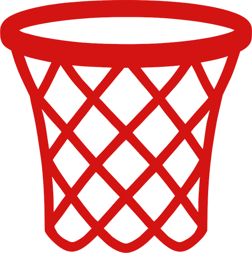Make me a 2d basketball hoop net in red color. In-Game asset. 2d. High contrast. No shadows.
In-Game asset.  2d.  High contrast.  No shadows